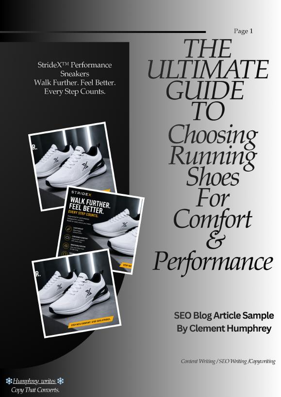 Running shoes SEO blog writing sample cover